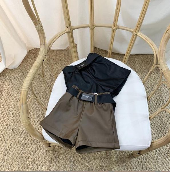 

shorts 2021 wholesale girls pu leather thicken winter fashion 3-9t b933, Black