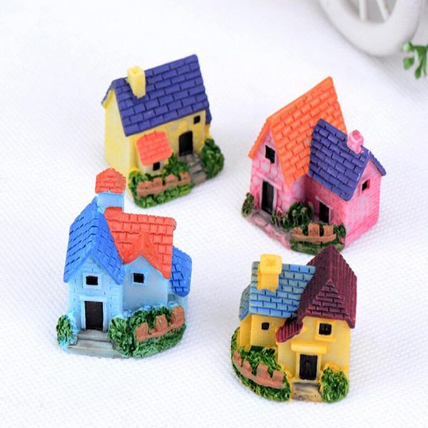 

decorative objects & figurines 1 pcs random color miniature house villa woodland fairy castle miniatures garden castles terrarium supply