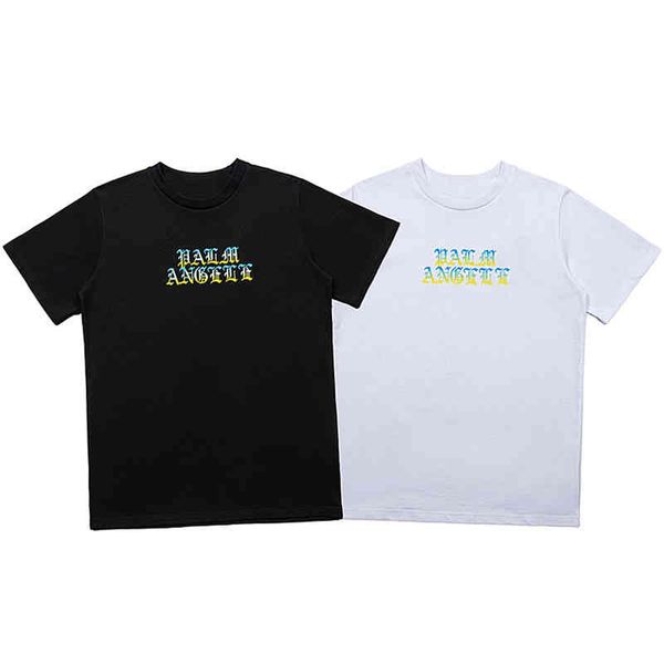 

paiman new product palm short sleeve palm star tide brand fashion t-shirt men's bottomed shirt men's and women's same style, White;black