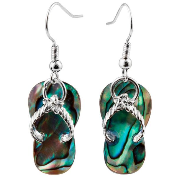 

dangle & chandelier tumbeelluwa abalone shell slippers flip flops earrings for women girl, Silver