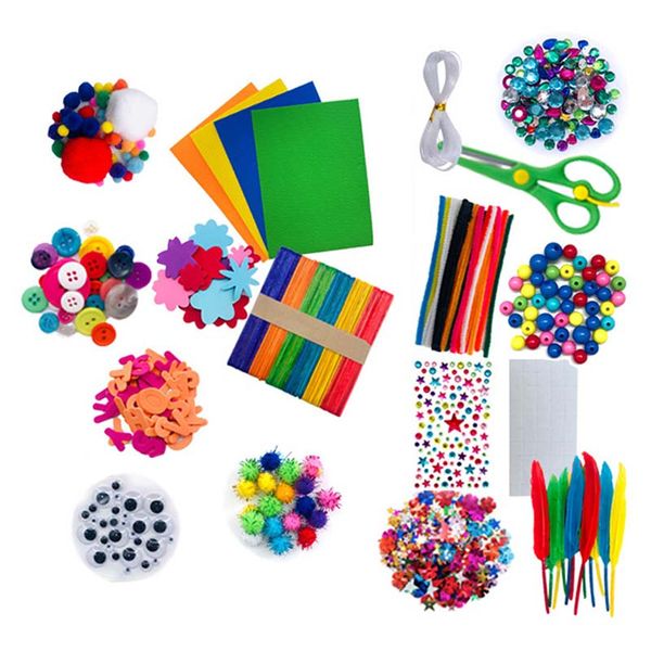 

Colorful Plush Sticks Wool Pom Poms Eyes Paper Material Kids DIY Handmade Crafts Art Craft Kids Educational Puzzle Toy