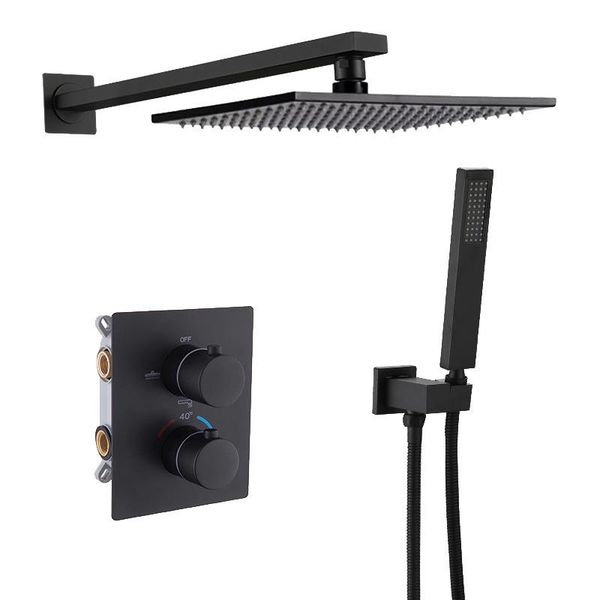 

thermostatic shower set concealed intelligent full copper embedded box dumb black painted system bathroom sets