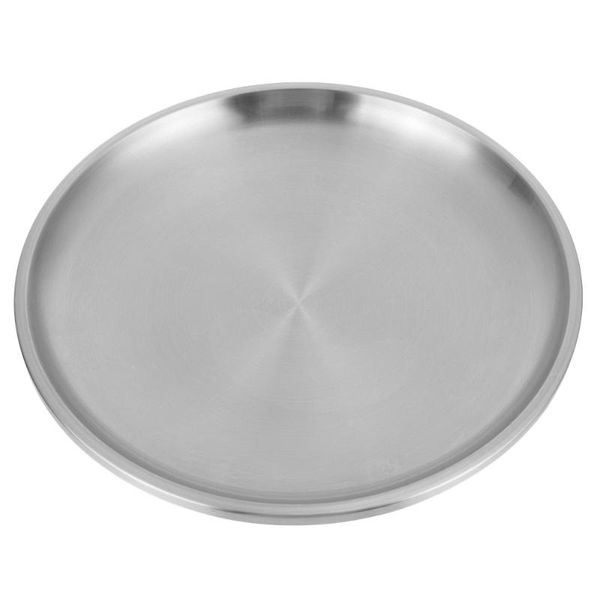 

kitchen storage & organization 1pc round food serving tray thickened stainless steel plate for fruit grill