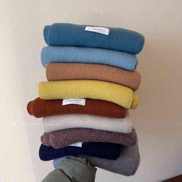 

scarves feiding feiting south korea east gate solid color korean knitting versatile wool scarf student bib ins, Blue;gray