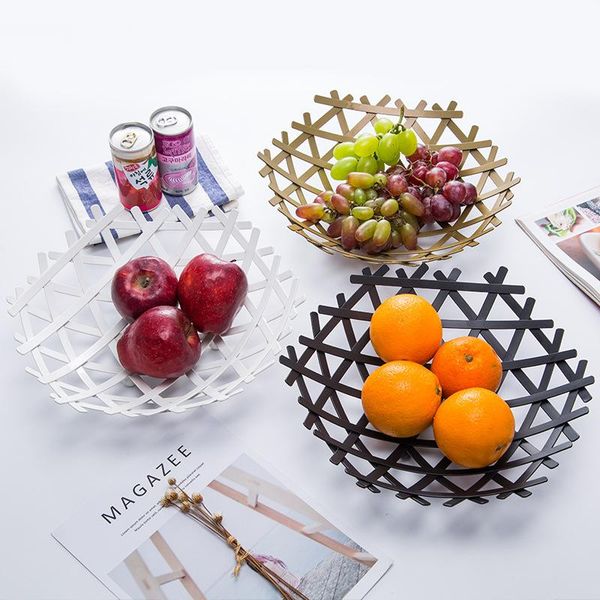 

fruit tray living room creative household luxury coffee table deskstorage thickened fashion wrought iron basket bottles & jars