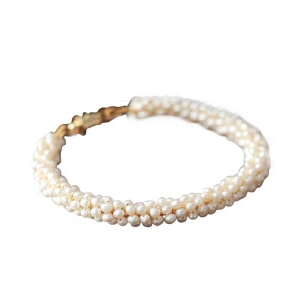 

sinzry luxury costume jewelry handmade natural rice pearl vintage gorgeous charm bangles for women, Golden;silver