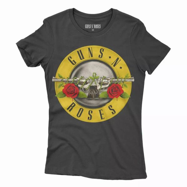 

guns n 'roses classic bullet logo t-shirt woman, White;black