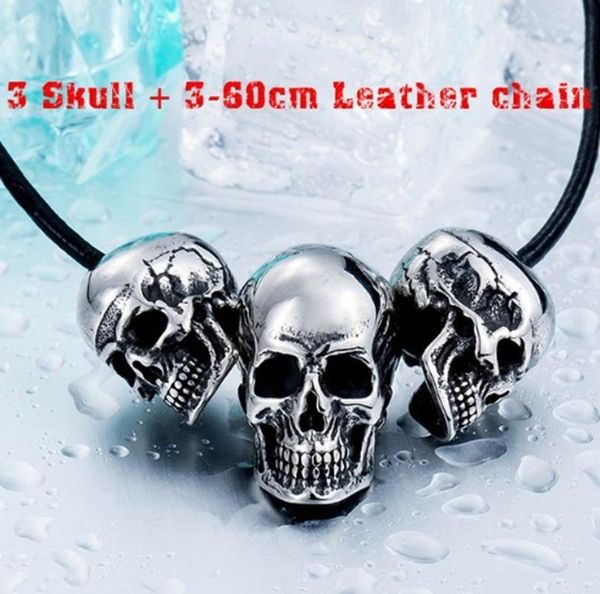

unique creative stainless steel punk skull motorcycle pendant necklace personality trend party necklaces, Silver