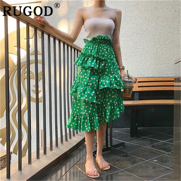 

skirts rugod 2021 summer dot printed chiffon women skirt, Black