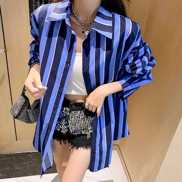 

women's jackets fashion women blouses jacket loose striped shirt sunscreen long sleeve cardigan street style womens casual coat, Black;brown