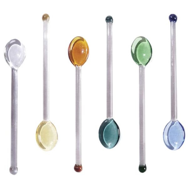 

spoons 6pcs heat resistant glass clear coffee spoon long handle dessert