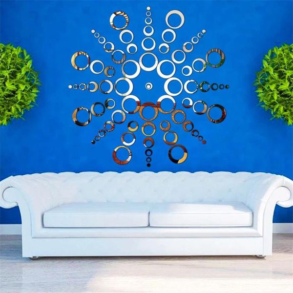 Adesivos de parede 24 pçs / set 3d DIY círculos adesivos decoração de casa espelho para tv fundo decoração acrílico