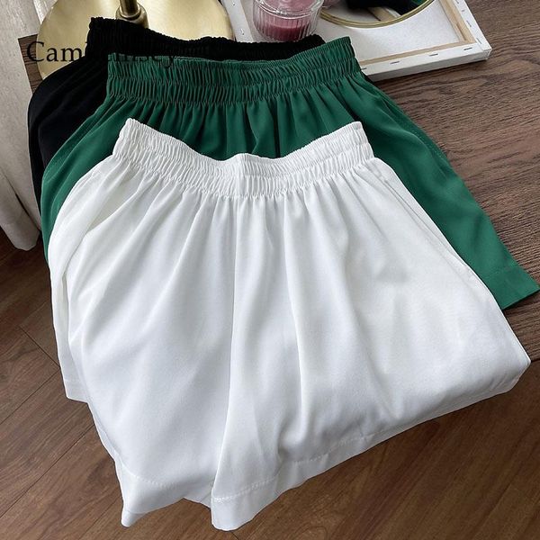 

women's shorts summer white chiffon women 2021 korean brief solid elastic high waist loose wide leg, White;black