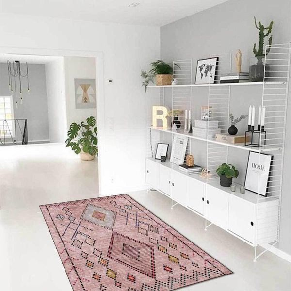 

fashion modern small fresh geometric diamond national style pink living room bedroom bedside carpet mat customization carpets