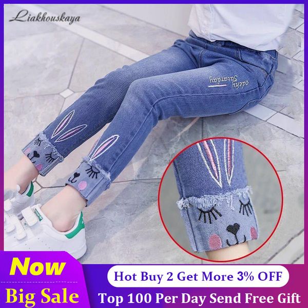 

2021 fashion baby girls skinny jeans for toddler girl denim pants casual kids clothes children trousers teenager ripped jeans, Blue