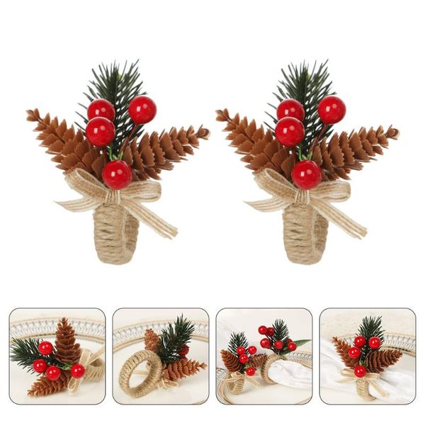 

napkin rings 2pcs xmas design chic buckles christmas table supplies (red)