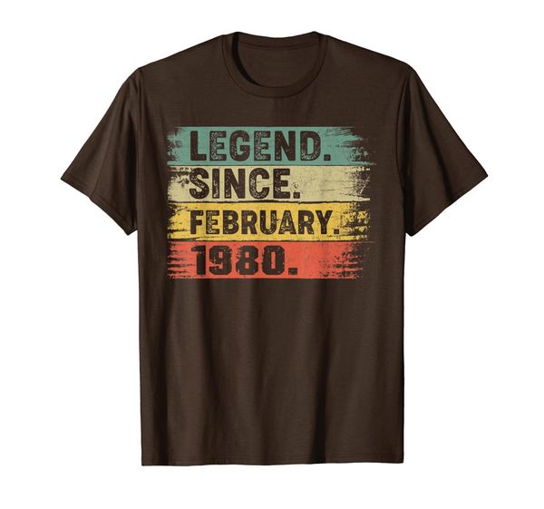 

vintage 40th birthday gift idea legend since february 1980 t-shirt, White;black