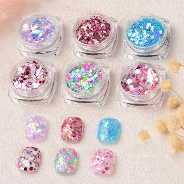 

nail art decorations 1 box glitter big sequin candy color laser round mixed phantom ultra-thin accessories, Silver;gold