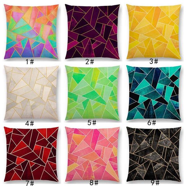 

white purple black blue pink colorful abstract geometric triangles gold lines rainbow stones cushion cover throw pillow case cushion/decorat