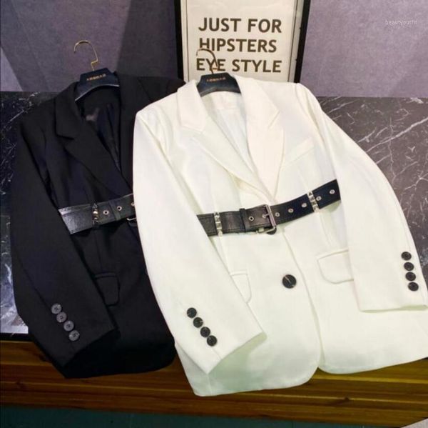 

spring women solid color simple long sleeve suit jacket ol lady's elegant mid-length blazer coat outfits women's suits & blazers, White;black