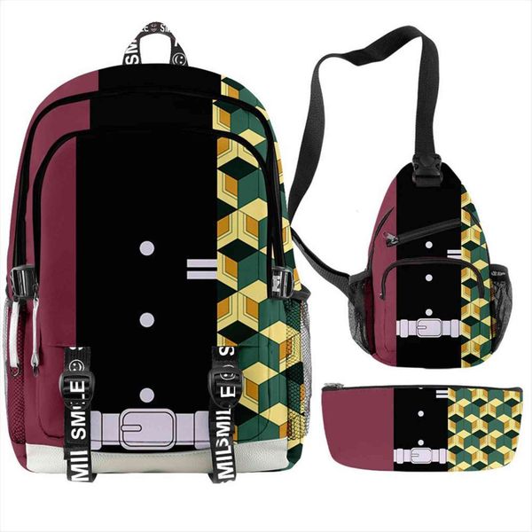 

demon slayer backpacks school bags kimetsu no yaiba boys girls teenage students cosplay anime cartoon lapsports travel
