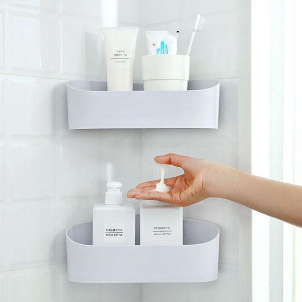 

bathroom storage & organization triangular shower shelf corner bath holder organizer rack self-adhesive