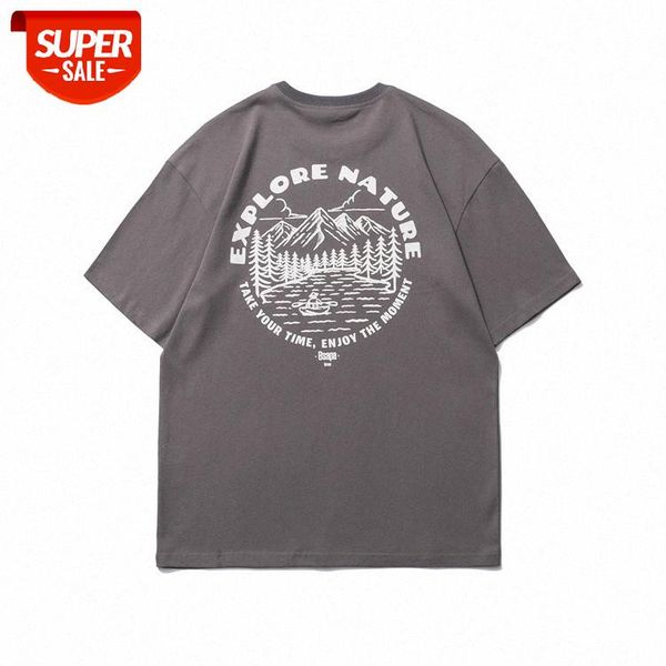 

forn3 men's casual short-sleeved japanese campus base shirt printing t-shirt men #d29z, White;black