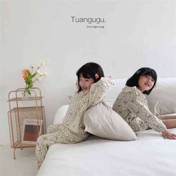 

tuangugu 2021 spring new korean children's floral home wear, Blue;red