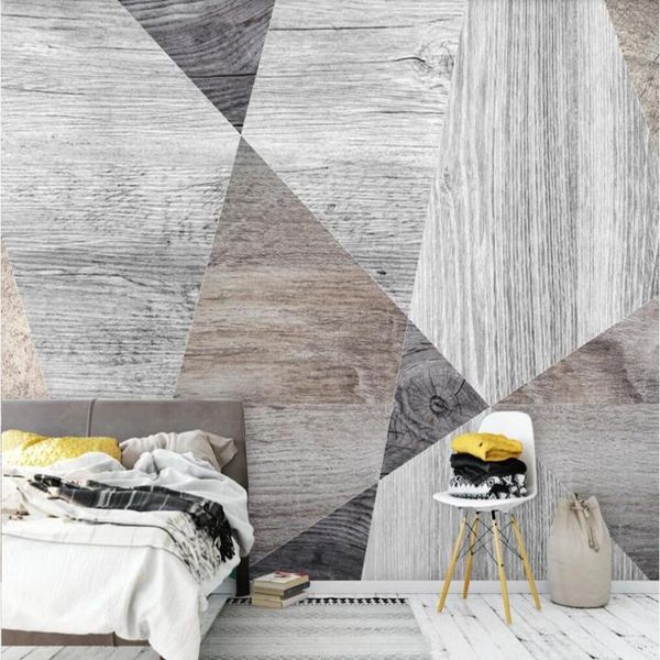 

wallpapers bacal custom large wallpaper mural retro wooden board wood grain geometric background 3d paper peint