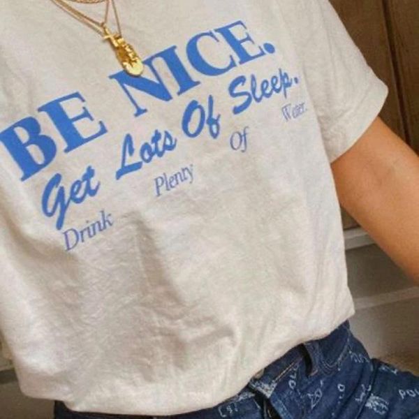 

be nice inspirational quotes women's t-shirts summer fashion cute casual oversized t-shirt grunge aesthetic graphic tee, White