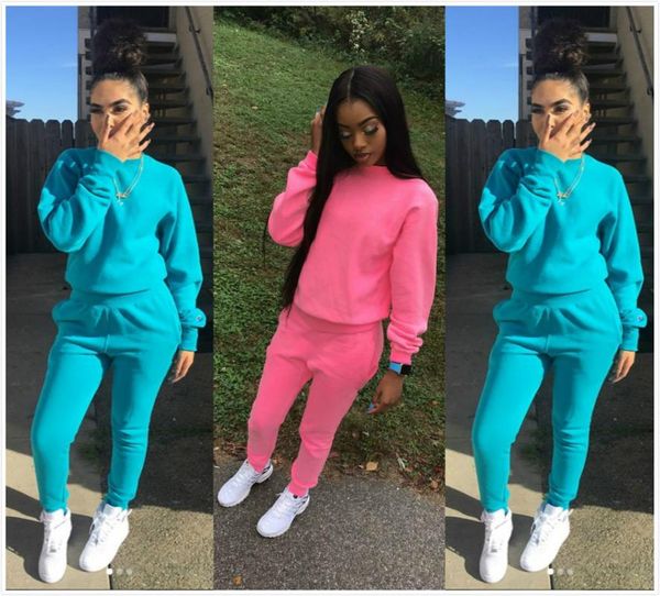 

two piece dress womens 2 sets 2021 sweatsuits for women casual tracksuit pullover sweatshirt trousers o neck suits, White