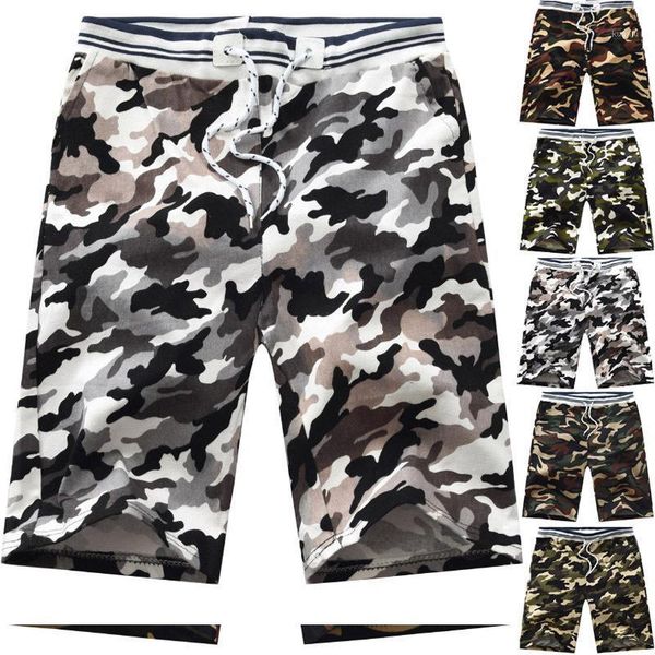 

men's jeans summer beach casual capris medium pants camouflage, Blue