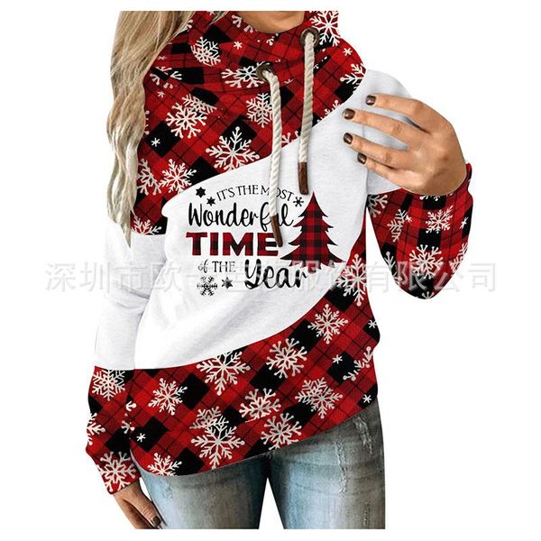 

women's hoodies & sweatshirts christmas sweatshirt women fleece fashion print blouse long sleeve hooded xmas pullover female casual wea, Black