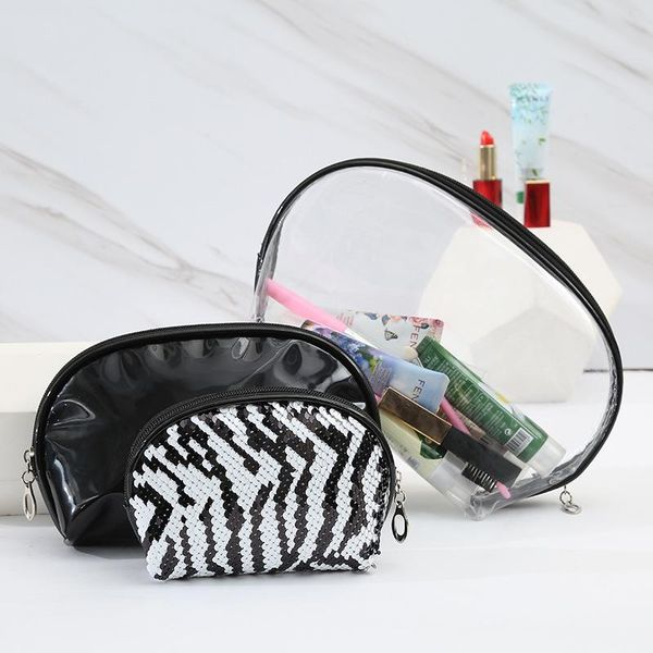 

3pcs/set sequined waterproof wash storage portable clutch bags for makeup mini beauty 3pieces cosmetic bag organizer shell style & cases
