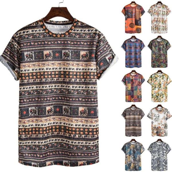 

men's t-shirts casual fashion printed summer beach short sleeve boho, White;black