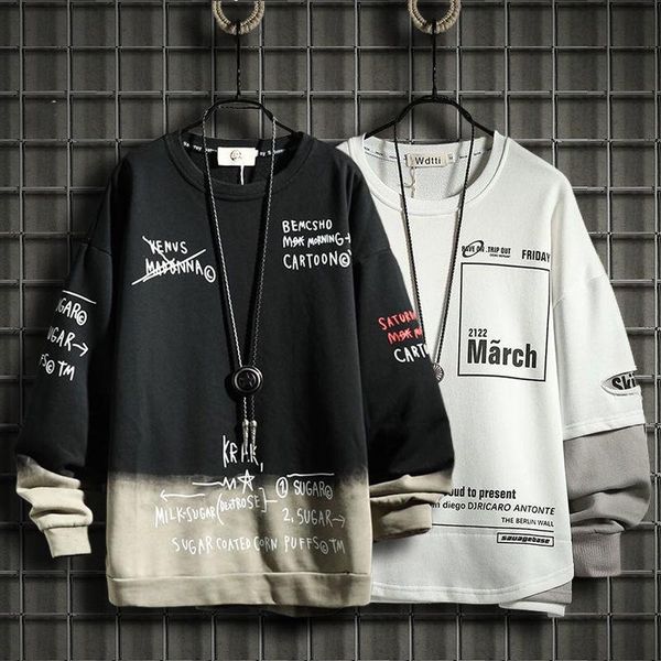 

men's hoodies & sweatshirts men patchwork hoodie streetwear cool black print male hip hop harajuku korean hoody fashions