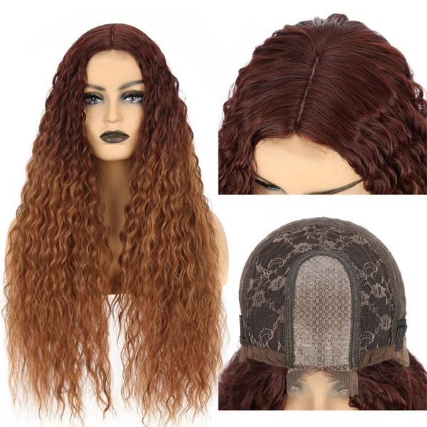 

synthetic wigs 26 inch t4/30 curly hair lace part afro long cosplay lolita women's high temperature fiber wig for women, Black