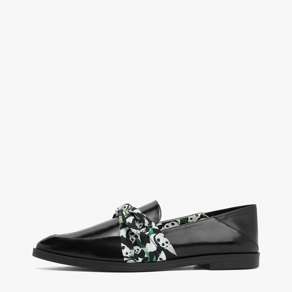 

2020 spring new shoes female 1 panda kuan bow pointed flat loafers womans shoes c0410, Black