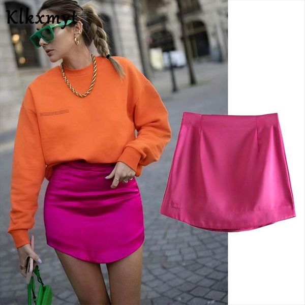 

za high street solid women skirts color side zipper mini faldas mujer ladies light soft casual slim chic vestidos, Black