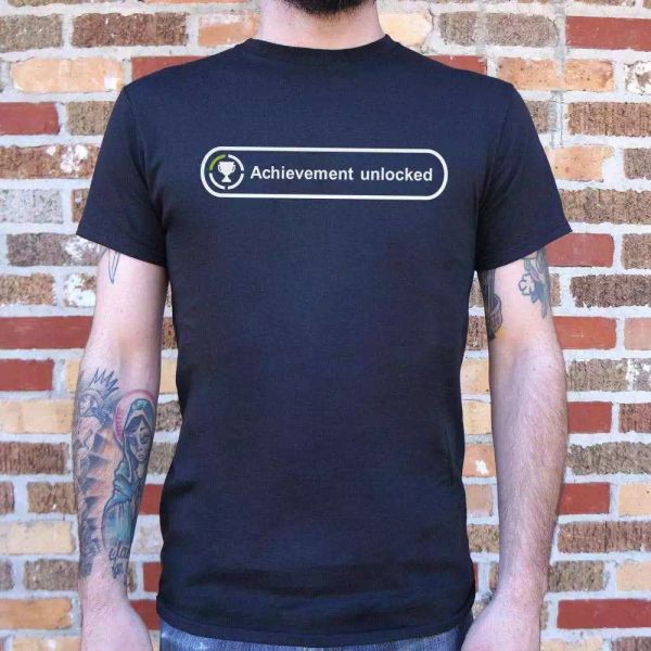 

achievement unlocked t-shirt | short sleeve graphic tee, White;black