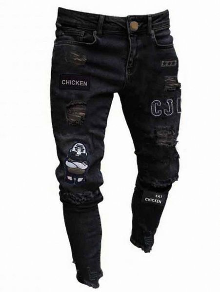

men ripped patched skinny jeans b32e#, Blue