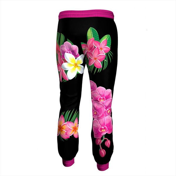 

3d print floral, women pant tropic, exotic hibiscus jogger pants, Black