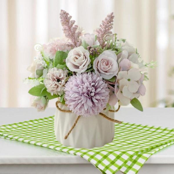 

vases artificial flower with planter ceramic flowers pot bouquet party decor home living room wedding table decoration fake