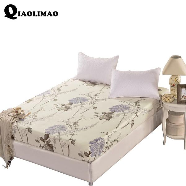 

sheets & sets 100% cotton fitted sheet plant flowers bed elastic mattress cover protective bedspread 150*200cm/180*200cm