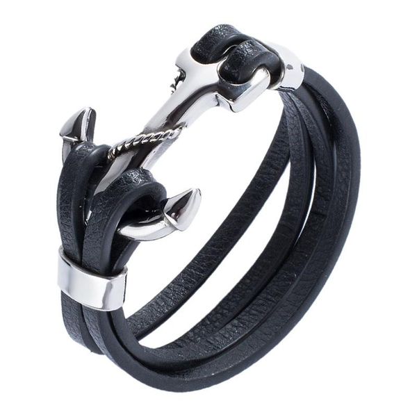 

link, chain vintage black leather men stainless steel bracelet cross anchor toggle-clasps bracelets fashion jewelry ceo774
