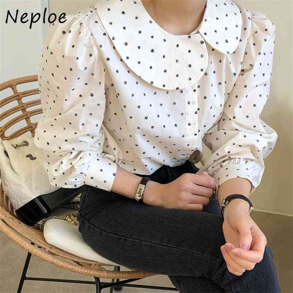 Neple Peter Caneta Collar Pullover Manga Longa Blusa Mulheres Trabalho Estilo Olot Blusas Primavera Loose Camisa Feminino All Match 210422