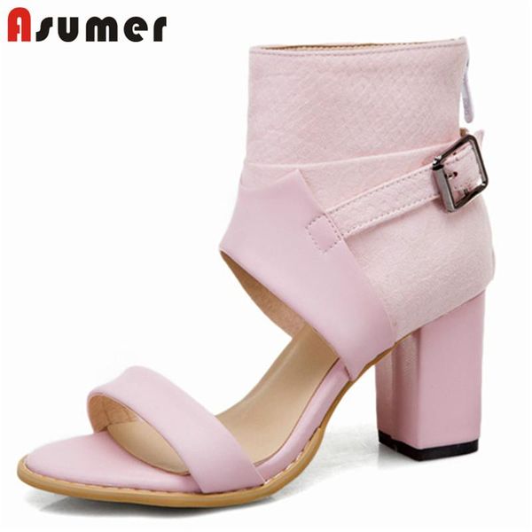 

dress shoes asumer plus size 34-50 est 2021 women sandals zipper buckle summer high heels gladiator fashion party woman, Black
