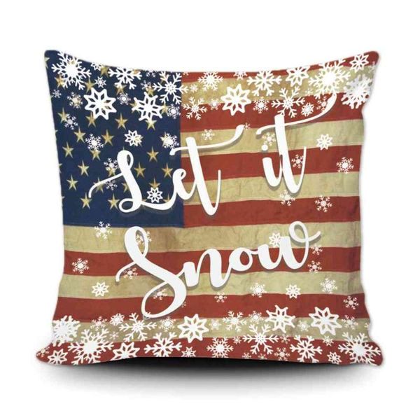 

cushion/decorative pillow let's it snow winter christmas throw cover snowflake decor home sofa canvas pillowcase