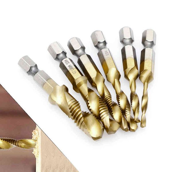 

1 set hex shank m3-m10 titanium plated hss hand screw thread metric tap boron 83xa