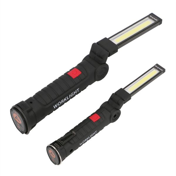 LED Taktik El Feneri USB Şarj Edilebilir Torch Su Geçirmez Çalışma Işık Manyetik Lanterna Gece Lambası Için Asılı Lamba